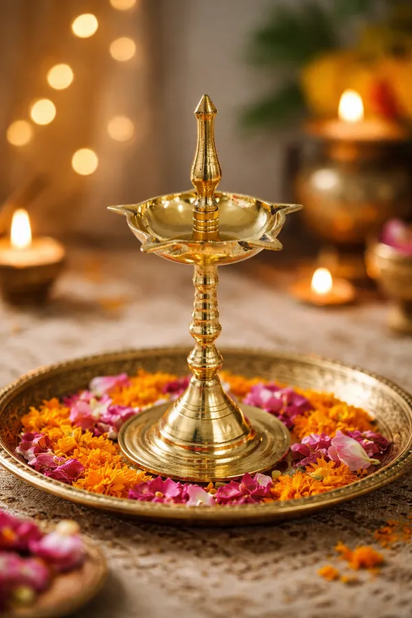 Golden_Handcrafted_Brass_Oil_Lamp_On_Stand_Traditional_Pooja_Deepam_Diya_For_Home_&_Temple