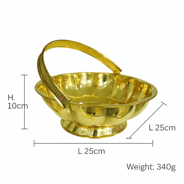 Golden_Traditional_Handcrafted_Brass_Flower_Basket_For_Pooja,_Worship_Brass_Basket_H-10cm_,L-25cm_Weight-340gram