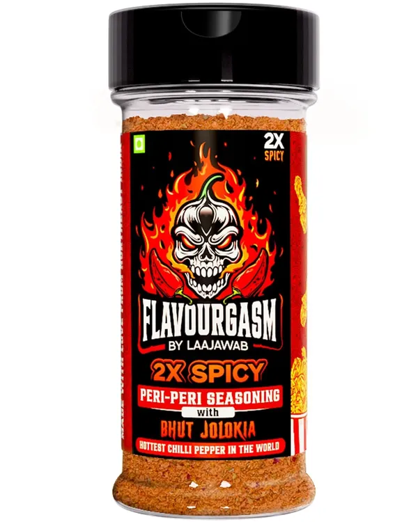 Flavourgasm_Peri_Peri_Masala_Powder_With_Bhut_Jolokia_2X_Spicy_Seasoning_For_Fries,_Popcorn,_Pizza,_Pasta,_Noodles,_Chicken,_Veggies_Tangy_Fiery_&_Smoky_Flavour_No_Msg_Or_Additives;_80G