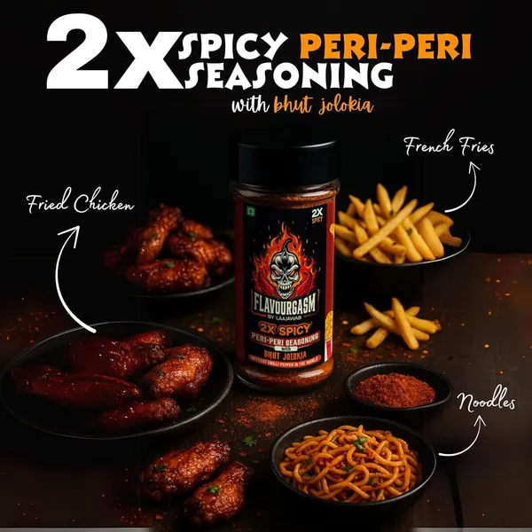 Flavourgasm_Peri_Peri_Masala_Powder_With_Bhut_Jolokia_2X_Spicy_Seasoning_For_Fries,_Popcorn,_Pizza,_Pasta,_Noodles,_Chicken,_Veggies_Tangy_Fiery_&_Smoky_Flavour_No_Msg_Or_Additives;_80G