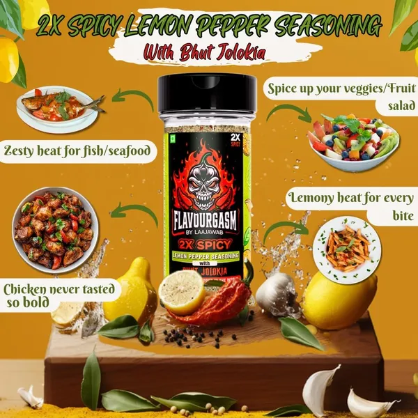 Flavourgasm_Chilli_Lime_Seasoning_With_Bhut_Jolokia_2X_Spicy_Lemon_Pepper_Masala_For_Fruits,_Chaats,_Salads,_Chicken,_Tacos,_Grill,_Snacks,_Lemonade_Bold_Tangy_Heat_No_Msg_Or_Additives;_85G