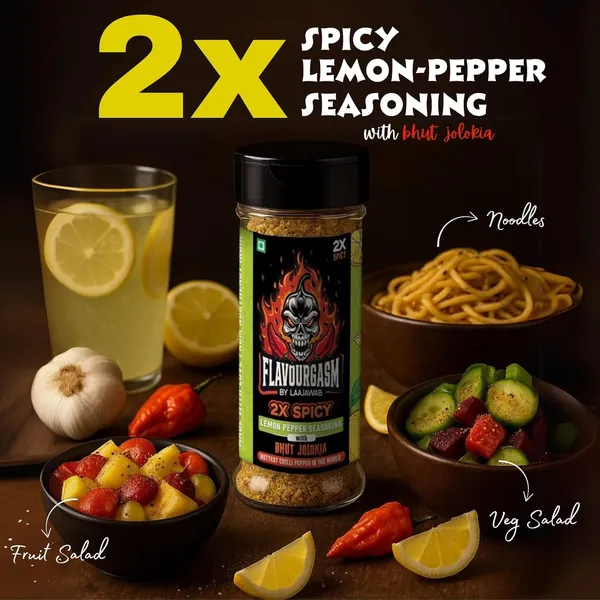 Flavourgasm_Chilli_Lime_Seasoning_With_Bhut_Jolokia_2X_Spicy_Lemon_Pepper_Masala_For_Fruits,_Chaats,_Salads,_Chicken,_Tacos,_Grill,_Snacks,_Lemonade_Bold_Tangy_Heat_No_Msg_Or_Additives;_85G