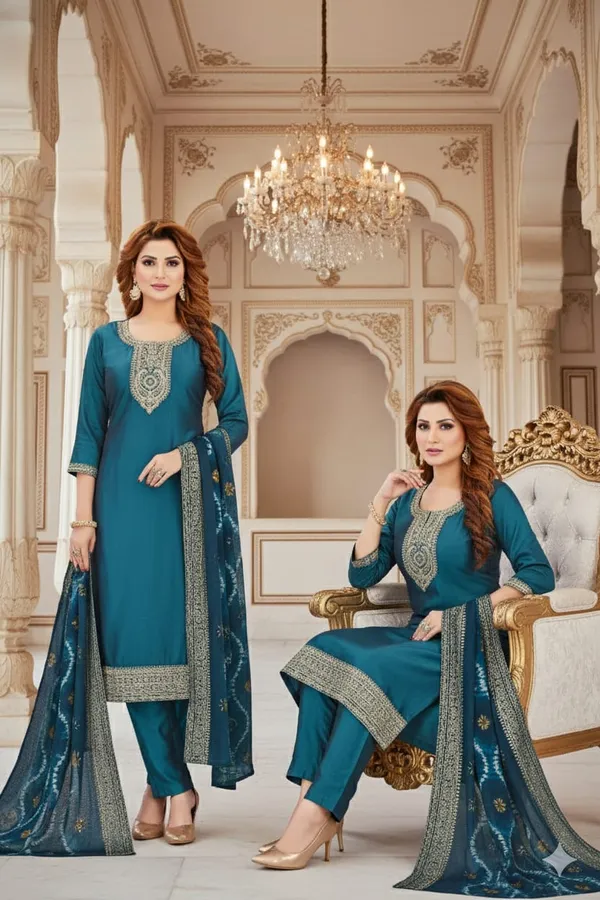Teal_Blue_Cotton_Salwar_Suit_For_Women