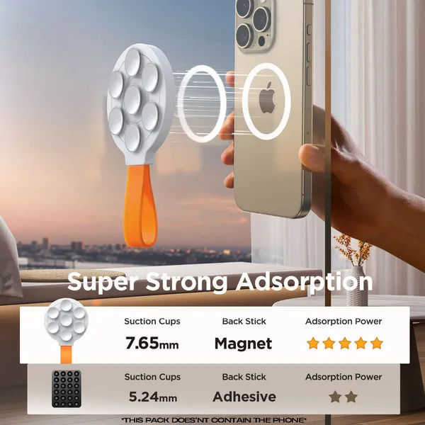 Octopus_Silicone_Suction_Cup_Phone_Mount,_Compatible_With_Mag-Safe_|_Silver-Orange