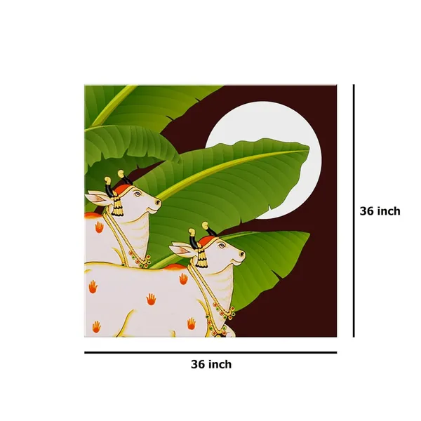 Traditional_Indian_Cow_Art_Print_-_Decorative_White_Cows_with_Lush_Green_Leaves_and_Full_Moon_for_Vibrant_Home_Décor