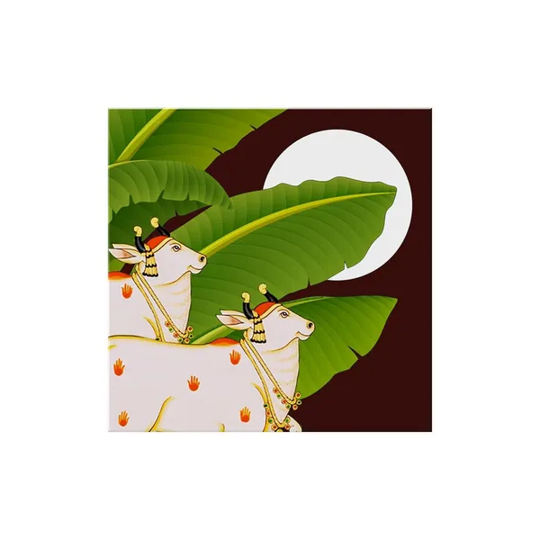 Traditional_Indian_Cow_Art_Print_-_Decorative_White_Cows_with_Lush_Green_Leaves_and_Full_Moon_for_Vibrant_Home_Décor