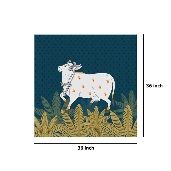 Traditional_Indian_Cow_Art_Print_-_Decorative_White_Cow_with_Gold_Foliage_on_Deep_Blue_Background_for_Elegant_Home_Décor