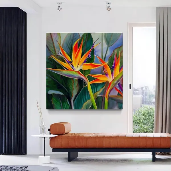 Vibrant_Bird_of_Paradise_Flower_Art_Print_-_Exotic_Tropical_Botanical_Painting_with_Bright_Orange_and_Yellow_Blooms