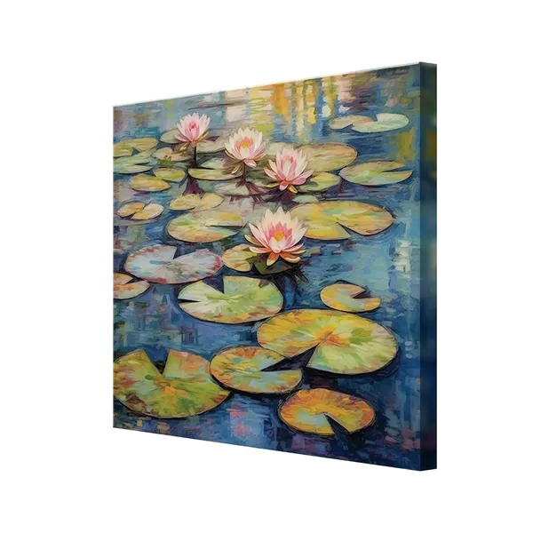 Tranquil_Water_Lily_Art_Print_-_Vibrant_Pond_with_Pink_Blooms_and_Lily_Pads_for_Peaceful_Home_Décor