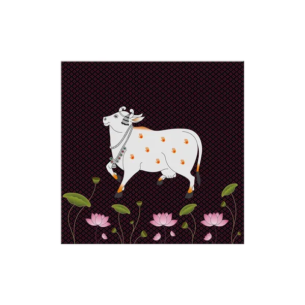 Traditional_Indian_Pichwai_Cow_Art_Print_-_Decorative_White_Cow_with_Jewelry_and_Lotus_Flowers