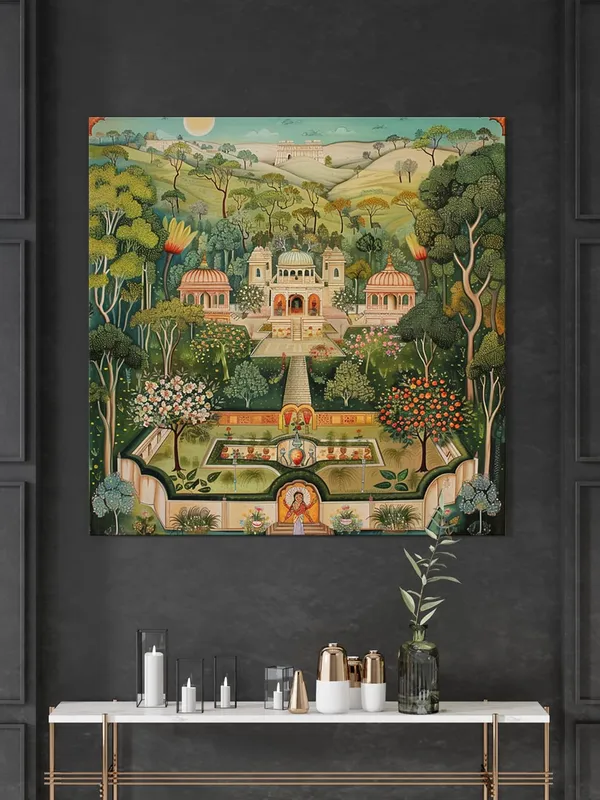 Sanctuary_of_Peace_traditional_palace_surrounded_by_nature_nature_painting_for_wall_decoration(FLP36X360193)