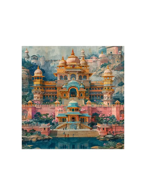 The_Majestic_Palace,_highlighting_its_royal_and_opulent_design_indian_art_painting_with_frame(FLP36X360208)