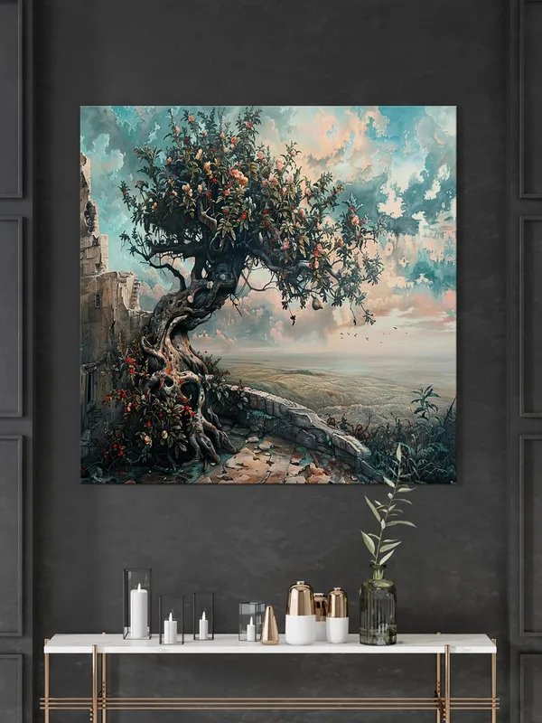 The_Timeless_Sentinel_or_The_Ancient_Tree_Overlooking_the_Valleytree_of_life_painting(FLP36X360180)