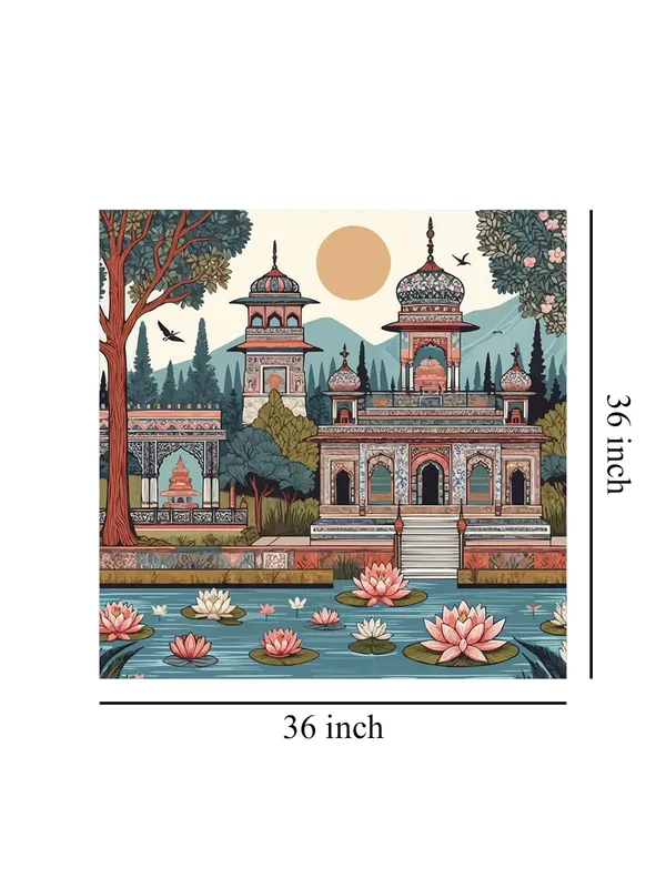 indian_art_raj_mahal_with_garden_and_lotus_sun_modern_art_wall_painting_for_home_indian_miniature_painting(FLP36X360220)