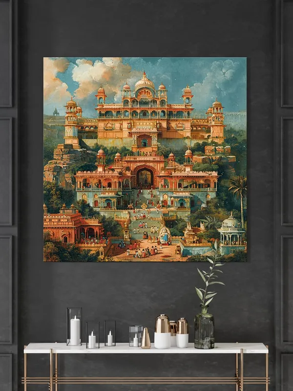the_grandeur_and_architectural_magnificence_of_the_depicted_structure,_which_resembles_a_majestic_palace_or_fortressforest_wall_painting(FLP36X360206)