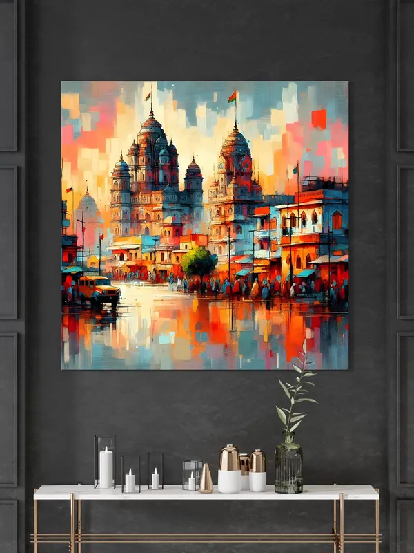 Reflections_of_the_Divine_a_majestic_temple_reflected_in_water_with_vibrant_colors_golden_temple_wall_painting(FLP36X360187)