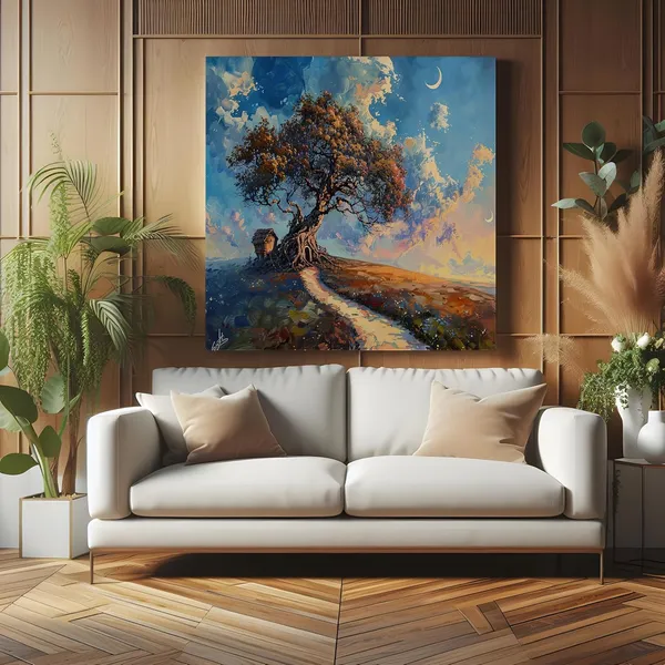 The_Path_of_Tranquility_with_the_tree_and_a_winding_path_leading_to_a_small_house_under_a_crescent_moontree_of_life_painting(FLP36X360186)
