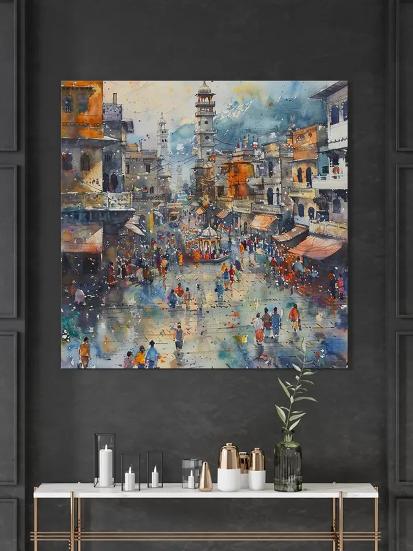 Bustling_Bazaar_in_the_Heart_of_the_City_or_Vibrant_Streets_of_the_Old_Towncity_painting_for_wall_decoration(FLP36X360179)