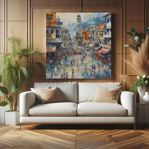 Bustling_Bazaar_in_the_Heart_of_the_City_or_Vibrant_Streets_of_the_Old_Towncity_painting_for_wall_decoration(FLP36X360179)
