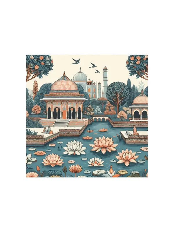 indian_art_mughal_garden_with_flying_birds_modern_art_wall_painting_for_wall_décor_indian_art_painting(FLP36X360221)