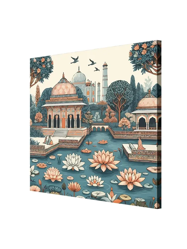 indian_art_mughal_garden_with_flying_birds_modern_art_wall_painting_for_wall_décor_indian_art_painting(FLP36X360221)