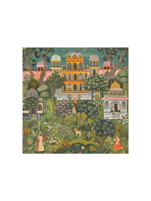 Garden_of_Serenity_of_a_detailed_lush_garden_with_a_traditional_palace_mughal_paintings_for_wall(FLP36X360188)