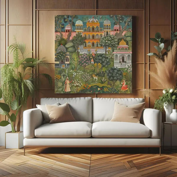 Garden_of_Serenity_of_a_detailed_lush_garden_with_a_traditional_palace_mughal_paintings_for_wall(FLP36X360188)