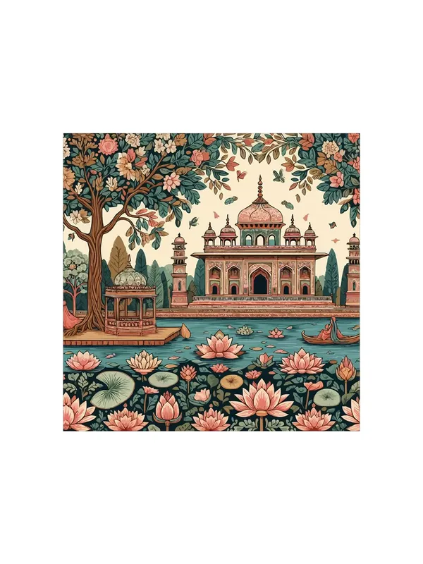 The_Lotus_Garden_Pavilion_emphasizes_the_lotus_flowers_and_the_beautiful_pavilion_at_the_center_of_the_scene_lotus_flower_painting(FLP36X360209)