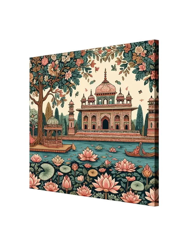 The_Lotus_Garden_Pavilion_emphasizes_the_lotus_flowers_and_the_beautiful_pavilion_at_the_center_of_the_scene_lotus_flower_painting(FLP36X360209)