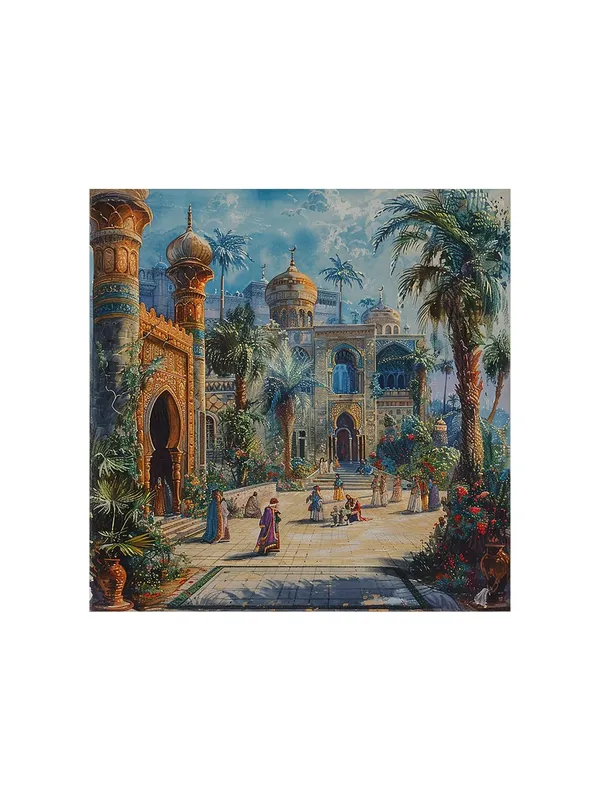 Palace_Courtyard_with_a_vibrant_courtyard_scene,_likely_from_an_oriental_or_Middle_Eastern_inspirationwall_painting_for_bedroom(FLP36X360196)