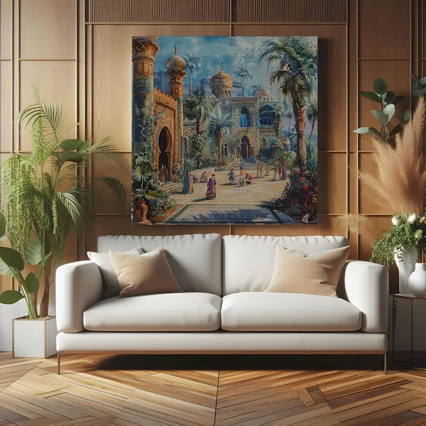Palace_Courtyard_with_a_vibrant_courtyard_scene,_likely_from_an_oriental_or_Middle_Eastern_inspirationwall_painting_for_bedroom(FLP36X360196)
