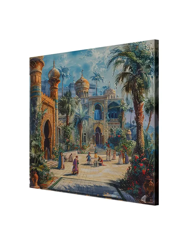 Palace_Courtyard_with_a_vibrant_courtyard_scene,_likely_from_an_oriental_or_Middle_Eastern_inspirationwall_painting_for_bedroom(FLP36X360196)