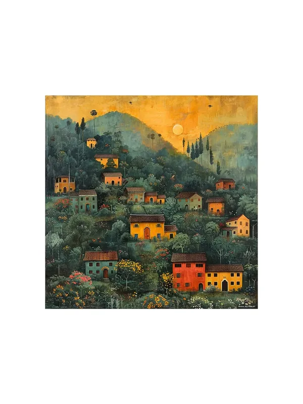 Village_at_Dawn_in_the_Hills_a_cluster_of_houses_nestled_among_the_hills_under_the_soft_morning_light_village_scenery_with_frame(FLP36X360183)