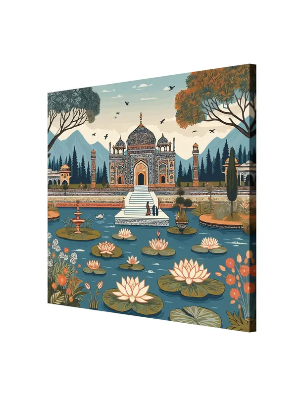indian_art_mahal_with_women_and_flying_birds_modern_art_wall_painting_for_bedroom_indian_painting_for_wall_decoration(FLP36X360219)