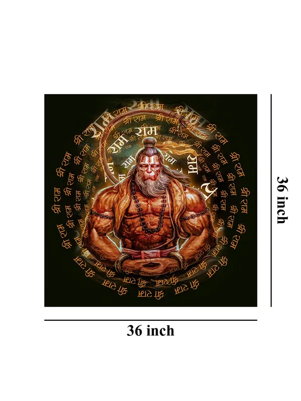 Radiant_Golden_Hanuman_Canvas_painting:_Glowing_Hindu_Deity_Wall_Art_with_Devotional_Mantras_for_Sacred_Spaces_and_Temples(FLP36X360275)