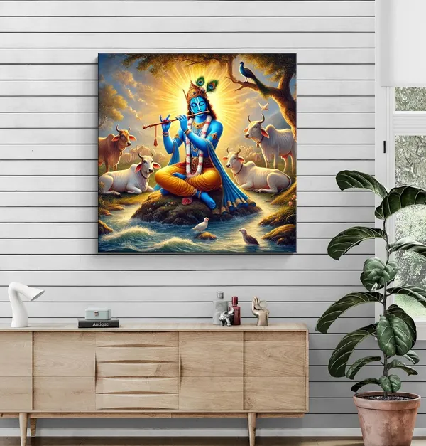 Krishna_Playing_the_Flute_Among_Sacred_Cows_in_a_Serene_Landscape_-_Canvas_Painting_|_Hindu_God_Art,_Krishna_Wall_Decor,_Spiritual_Home_Décor(FLP24X240246)
