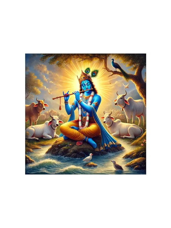 Krishna_Playing_the_Flute_Among_Sacred_Cows_in_a_Serene_Landscape_-_Canvas_Painting_|_Hindu_God_Art,_Krishna_Wall_Decor,_Spiritual_Home_Décor(FLP24X240246)