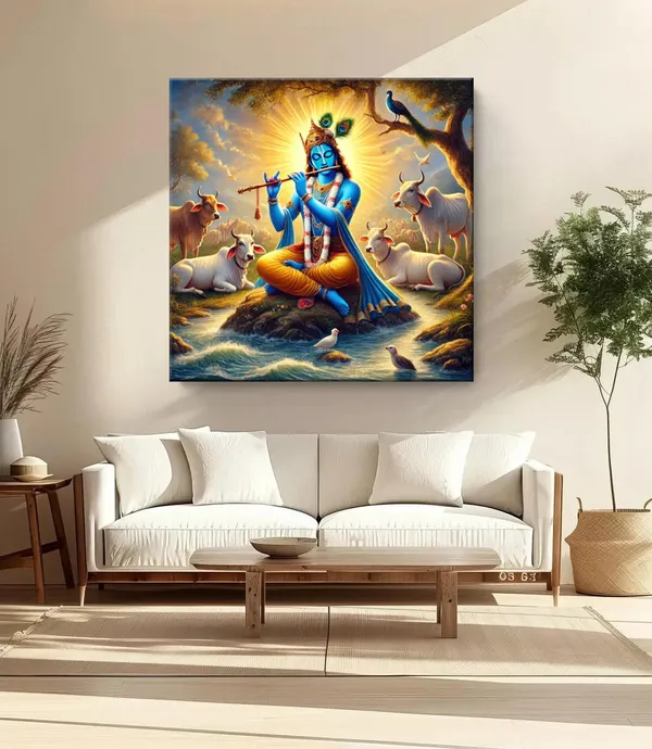 Krishna_Playing_the_Flute_Among_Sacred_Cows_in_a_Serene_Landscape_-_Canvas_Painting_|_Hindu_God_Art,_Krishna_Wall_Decor,_Spiritual_Home_Décor(FLP24X240246)