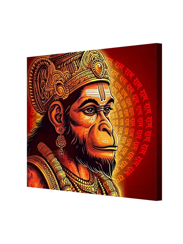 Vibrant_Hanuman_Portrait_Canvas_painting:_Traditional_Hindu_Deity_Artwork_with_Intricate_Details_and_Sacred_Mantras_for_Home_and_Temple_Décor(FLP36X360270)