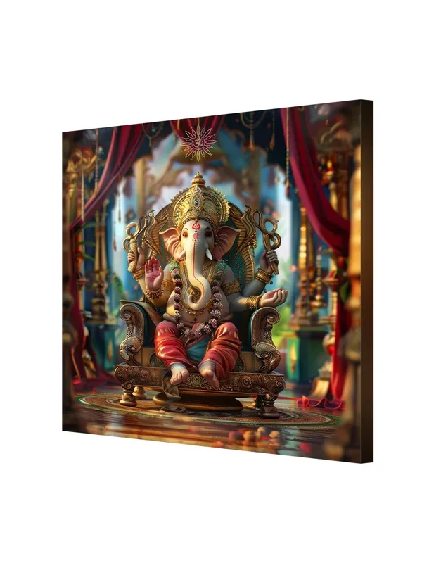 In_the_Heart_of_the_Universe:_Lord_Ganesha's_Divine_Guidance_Illuminating_the_Path_to_Success_-_Canvas_Painting_|_Sacred_Art,_Ganesha_Wall_Decor,_Indian_Spiritual_Art(FLP36X360230)