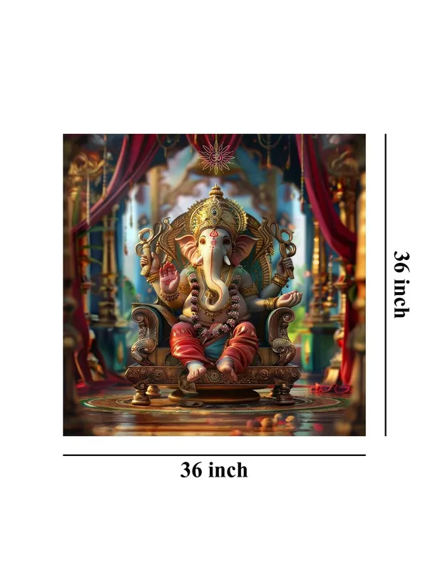 In_the_Heart_of_the_Universe:_Lord_Ganesha's_Divine_Guidance_Illuminating_the_Path_to_Success_-_Canvas_Painting_|_Sacred_Art,_Ganesha_Wall_Decor,_Indian_Spiritual_Art(FLP36X360230)