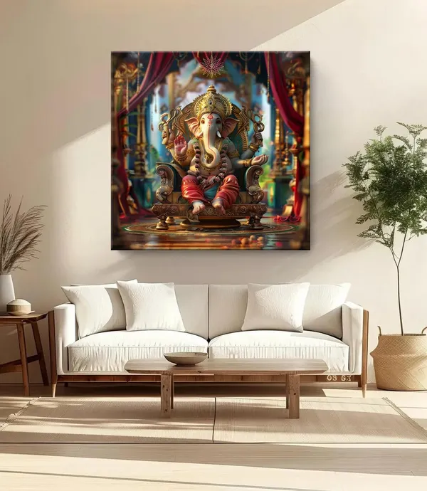 In_the_Heart_of_the_Universe:_Lord_Ganesha's_Divine_Guidance_Illuminating_the_Path_to_Success_-_Canvas_Painting_|_Sacred_Art,_Ganesha_Wall_Decor,_Indian_Spiritual_Art(FLP36X360230)