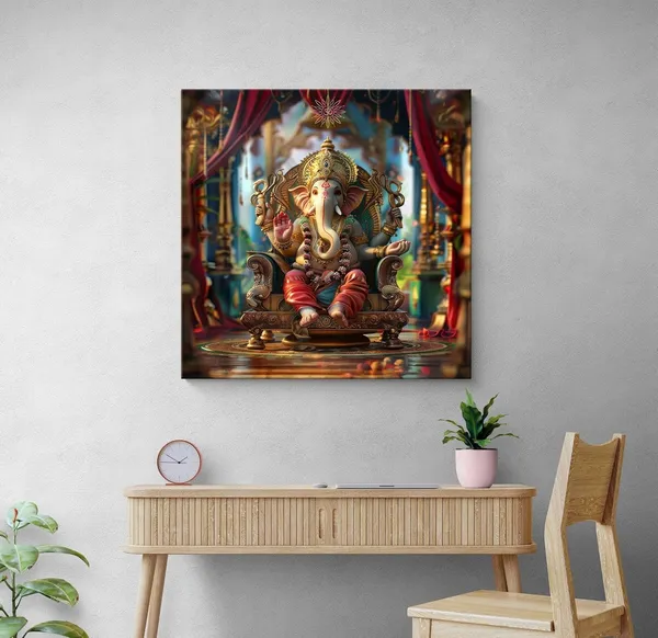 In_the_Heart_of_the_Universe:_Lord_Ganesha's_Divine_Guidance_Illuminating_the_Path_to_Success_-_Canvas_Painting_|_Sacred_Art,_Ganesha_Wall_Decor,_Indian_Spiritual_Art(FLP36X360230)