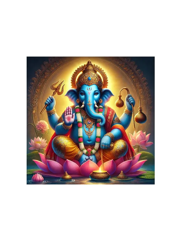 Celestial_Radiance_of_Blue_Ganesha_Holding_Sacred_Symbols_-_Canvas_Painting_|_Ganesh_Art,_Hindu_Wall_Decor,_Vastu_Painting(FLP24X240237)