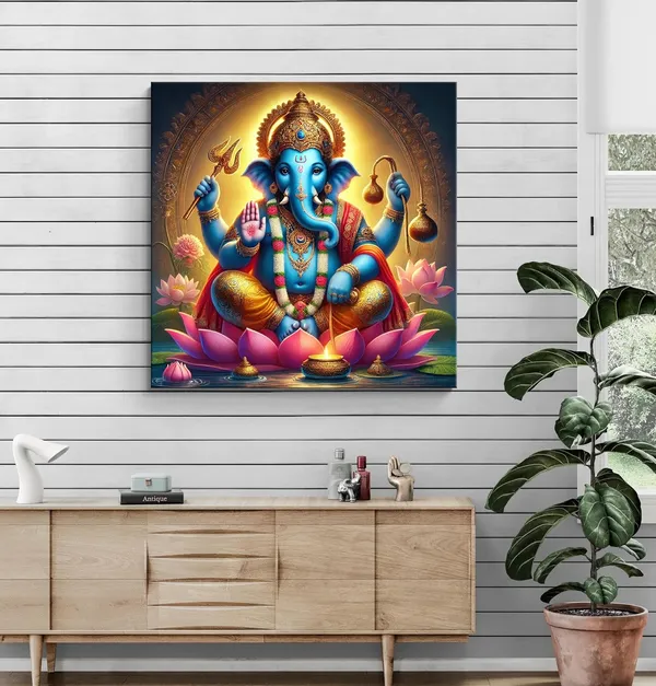 Celestial_Radiance_of_Blue_Ganesha_Holding_Sacred_Symbols_-_Canvas_Painting_|_Ganesh_Art,_Hindu_Wall_Decor,_Vastu_Painting(FLP24X240237)
