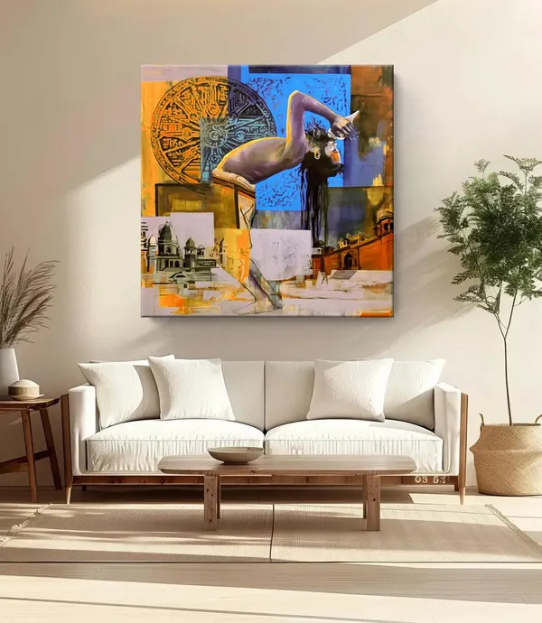 Abstract_Expression_of_Indian_Spirituality_with_Temple_and_Historical_Symbols_-_Canvas_Painting_|_Indian_Contemporary_Art,_Spiritual_Expression,_Modern_Religious_Decor(FLP36X360251)