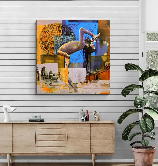 Abstract_Expression_of_Indian_Spirituality_with_Temple_and_Historical_Symbols_-_Canvas_Painting_|_Indian_Contemporary_Art,_Spiritual_Expression,_Modern_Religious_Decor(FLP36X360251)