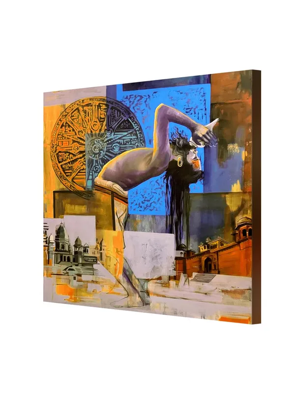 Abstract_Expression_of_Indian_Spirituality_with_Temple_and_Historical_Symbols_-_Canvas_Painting_|_Indian_Contemporary_Art,_Spiritual_Expression,_Modern_Religious_Decor(FLP36X360251)
