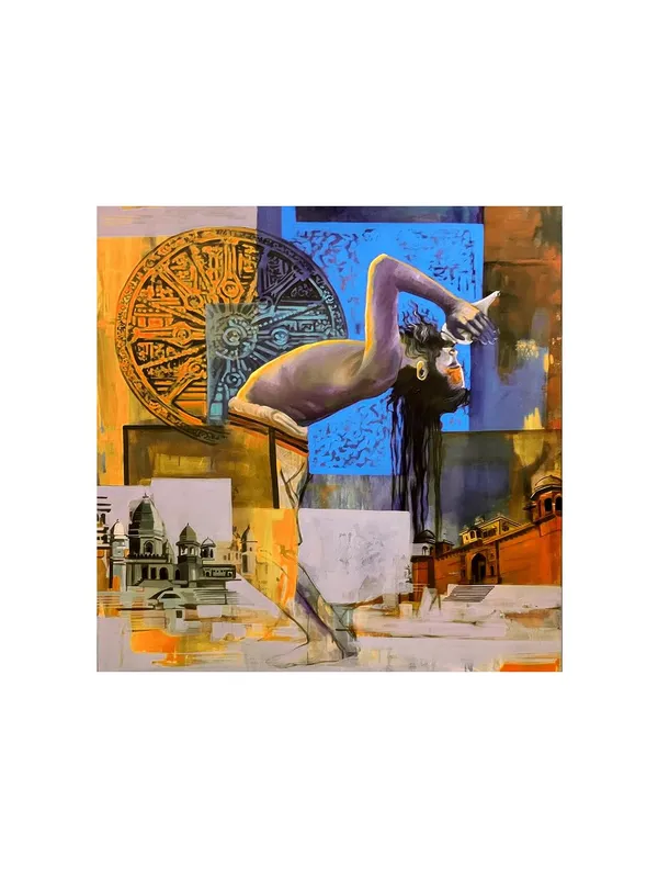 Abstract_Expression_of_Indian_Spirituality_with_Temple_and_Historical_Symbols_-_Canvas_Painting_|_Indian_Contemporary_Art,_Spiritual_Expression,_Modern_Religious_Decor(FLP36X360251)