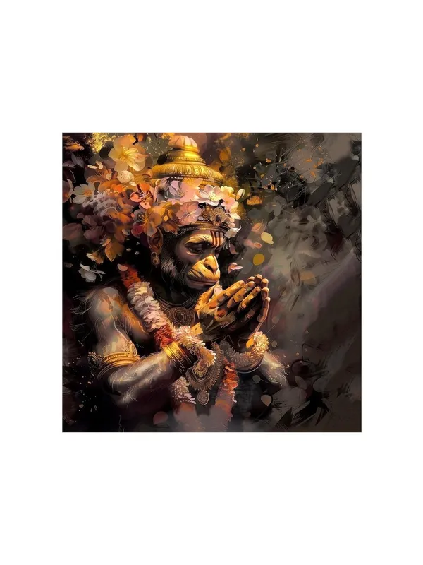 Hanuman_in_Deep_Prayer_with_Floral_Garland_-_Canvas_Painting_|_Hindu_Devotional_Art,_Indian_Religious_Decor,_Hanuman_Spirituality_Painting(FLP24X240262)